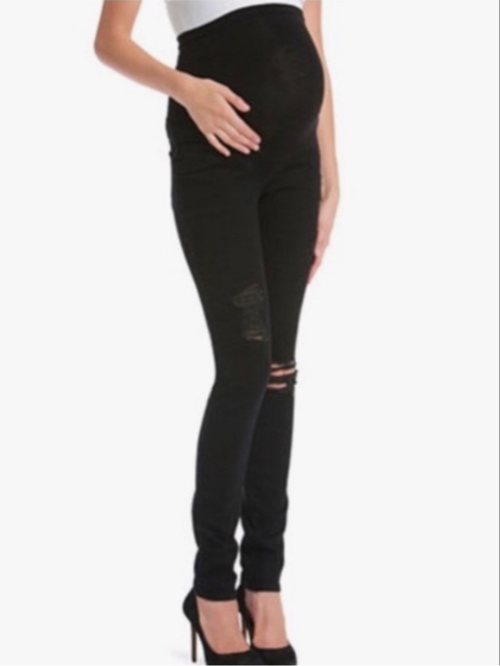 Jessica Simpson Maternity Jeans Distressed Skinny Full Panel Black Small